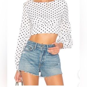 Super down polka dot cropped blouse size Large